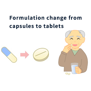 Formulation change from capsules to tablets